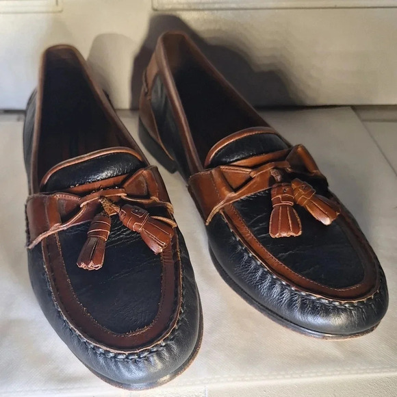 FLORSHEIM Mens Slip On Shoes With Tassels Two Tone Black & Brown 11.5 main image 10